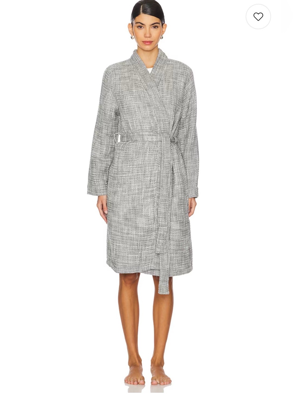 Parachute Gray Waffle Textured Shawl-Collar Long Sleeve Robe Size L